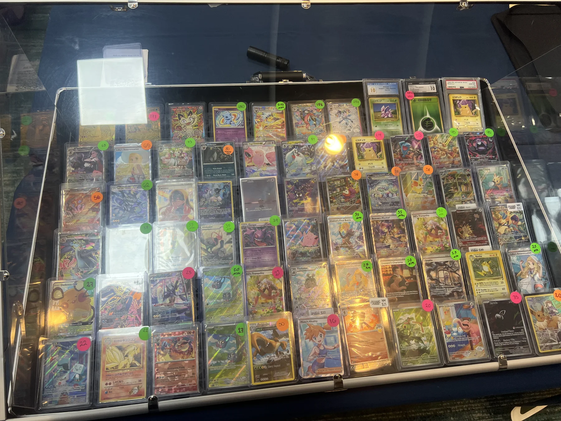 Cards in the Bear Card display case